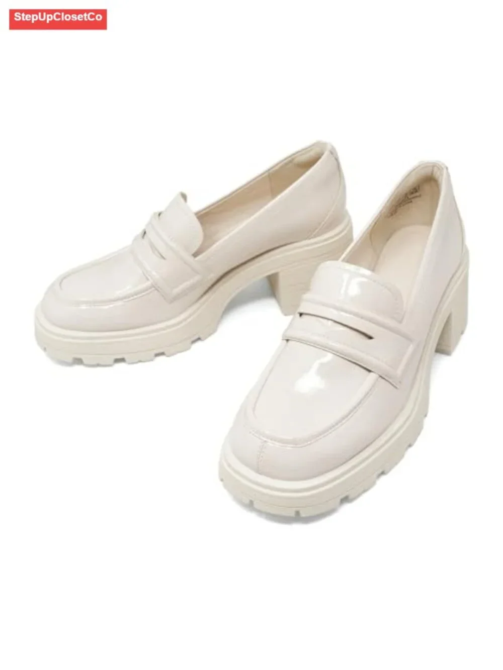 Chunky Block Heel Loafers for Women Platform Pumps Slip On Dress Shoes